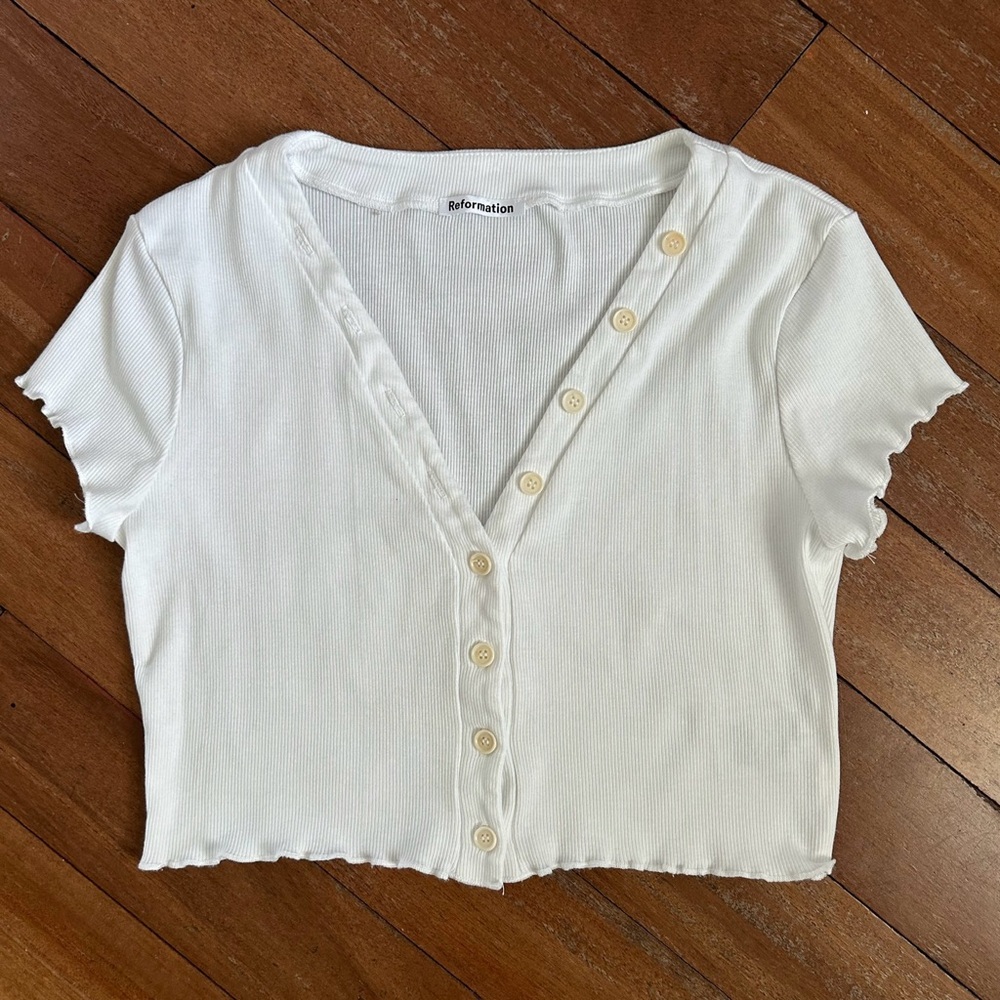 Reformation White Button-Up Women's Top